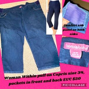 Woman Within blue Jean capri size 34. EUC